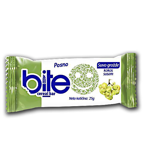 Integralne pločice BITE sa suvim grožđem, kokosom i susamom